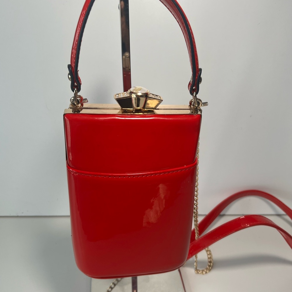 Vibrant Red Mini Bag with Gold Accents